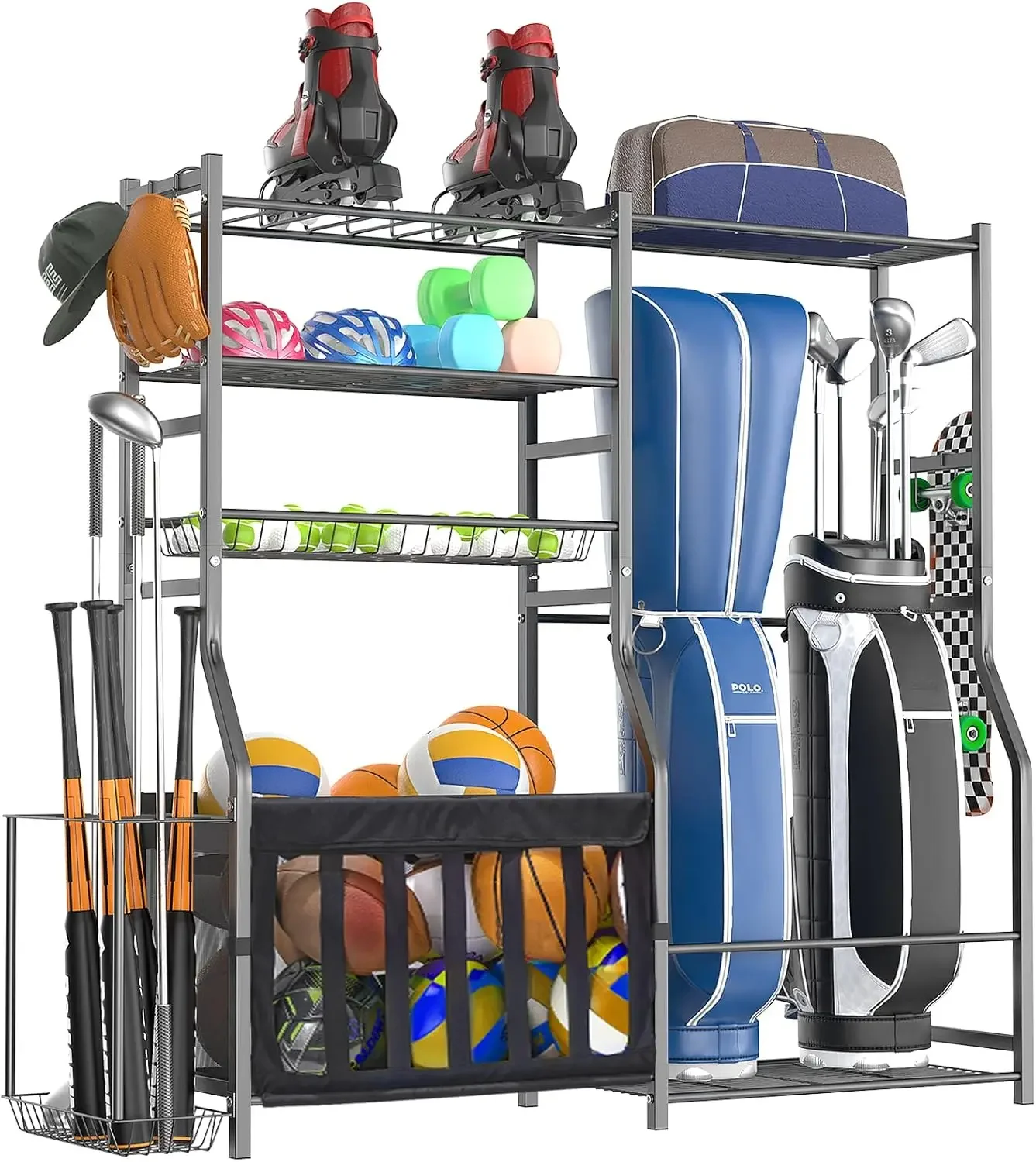 Sports Equipment Garage Organizer - Organizer Peralatan Olahraga Garasi Heavy Duty,