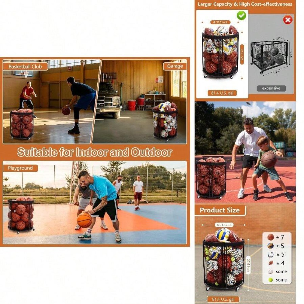 Troli Penyimpanan Bola Tahan B - Sports Equipment Garage Organizer ulasan dan harga